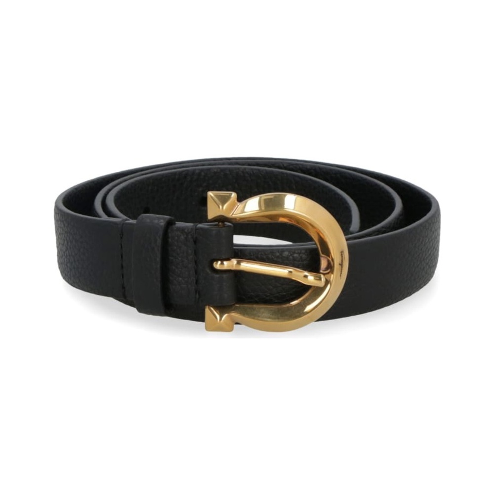 Salvatore Ferragamo Black Belt with Gold Buckle, NWT, $430+